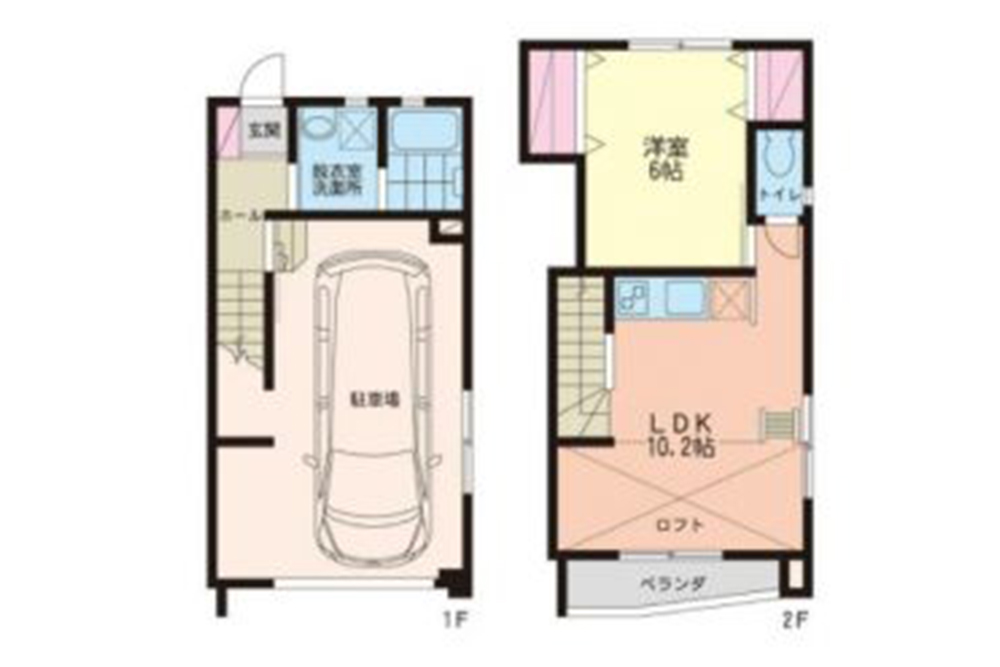 埼玉県和光市の賃貸ガレージハウス「ウッドマンションホープⅡ」の間取図