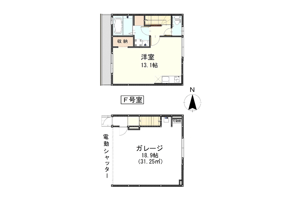 F号室の間取図