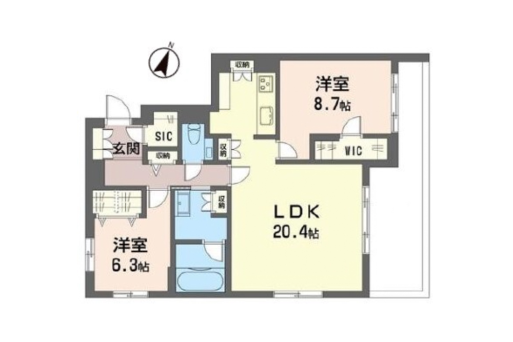 ウエスト棟302号室の間取図