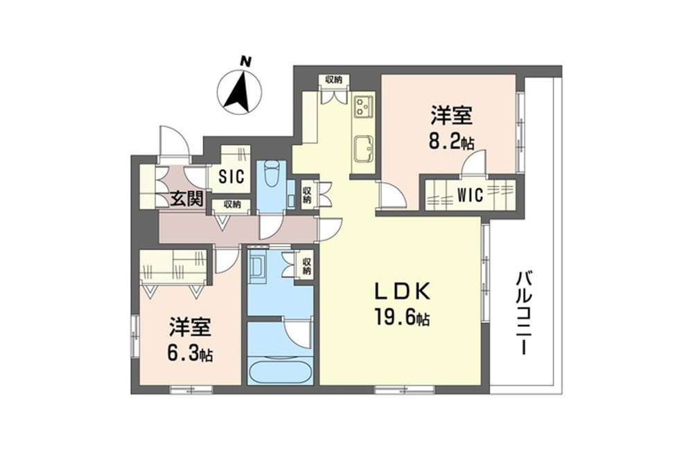 イースト棟302号室の間取図