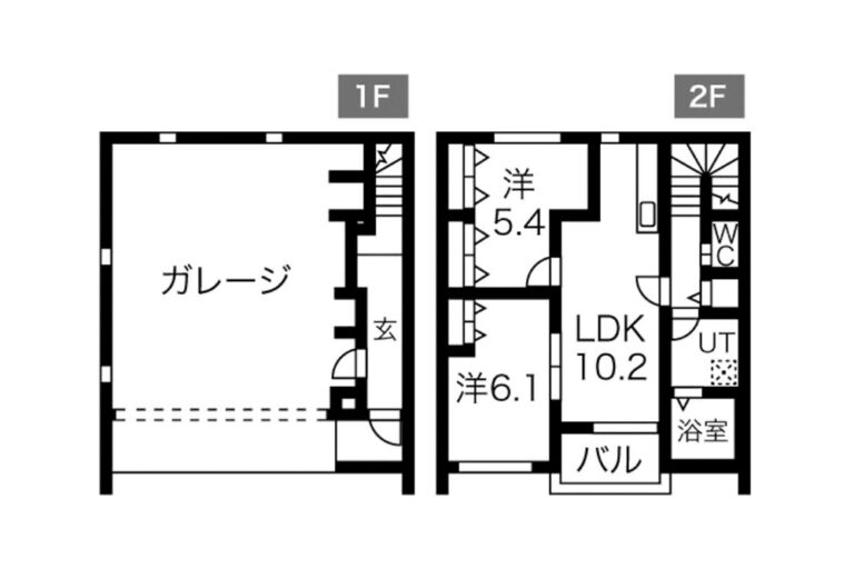 ＜2LDK+ガレージ（100.23㎡）＞ペット相談可、並列2台タイプのガレージハウス