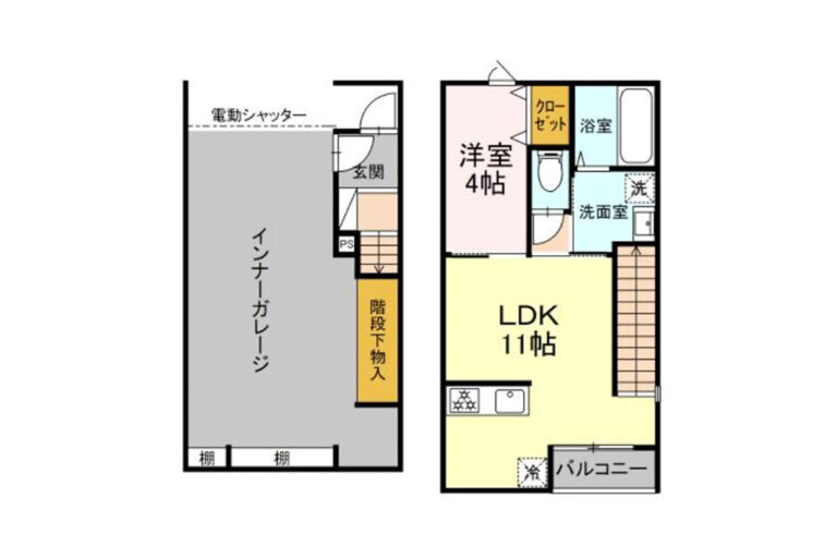 ＜1LDK+ガレージ（69.86㎡）＞かしわ台駅 徒歩5分の賃貸ガレージハウス