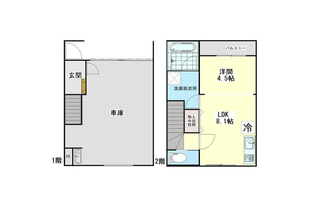 C/D号室の間取図