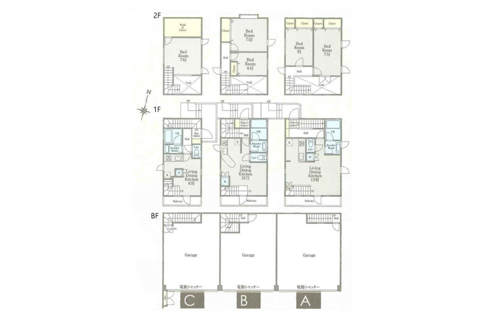 A/B/C号室の間取図