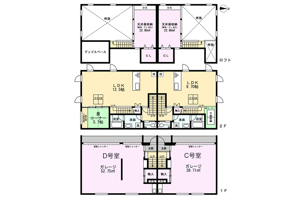 C/D号室の間取図