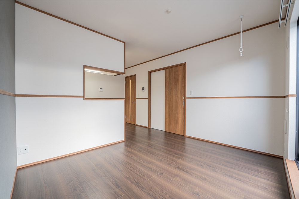 各部屋廊下から出入りするタイプの1LDK