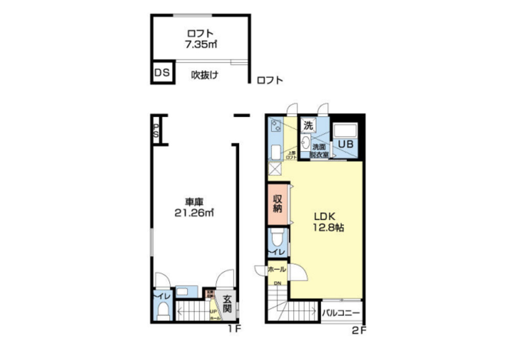 間取図(101号室は反転タイプ)
