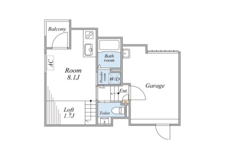 ＜1R+ガレージ（33.53㎡）＞三鷹市のバイクガレージハウス
