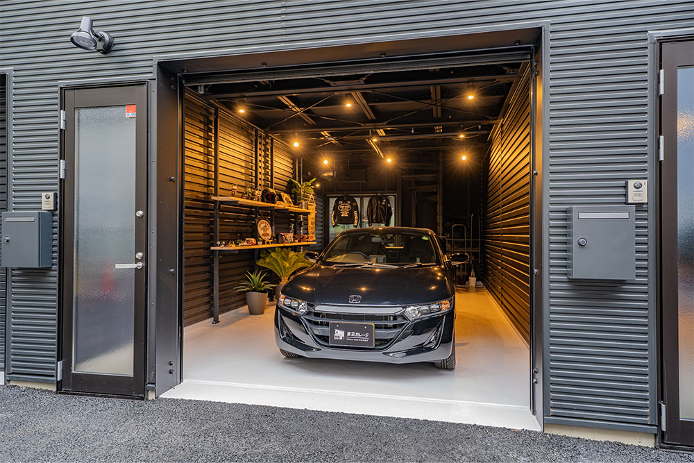 2号室のガレージに駐車したS660