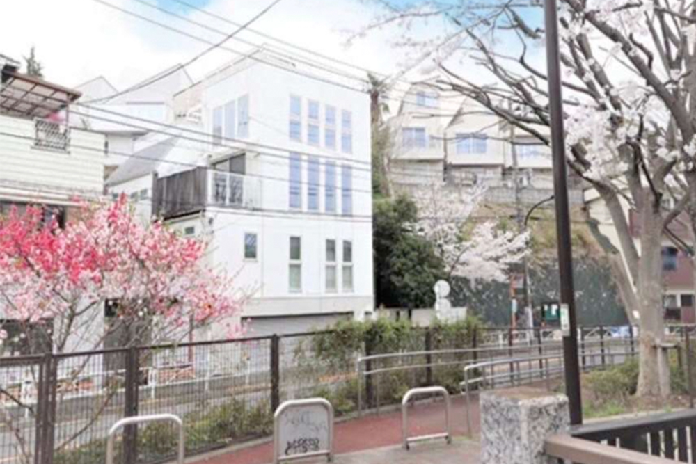 遊歩道から見た建物