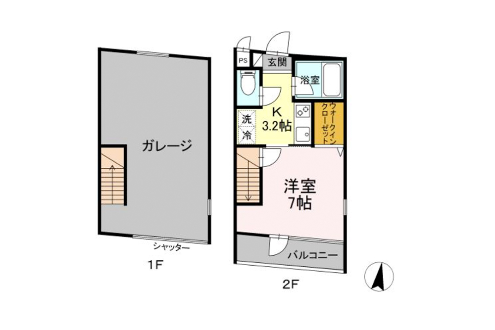 202/203号室の間取図