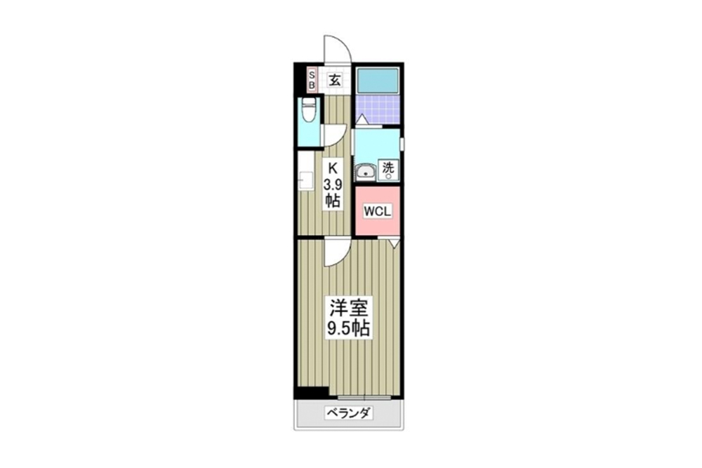 1Kタイプの間取図