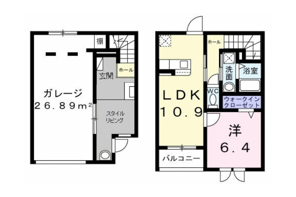 Ⅰ棟102/104号室の間取図