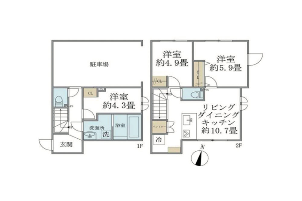 N1号室の間取図