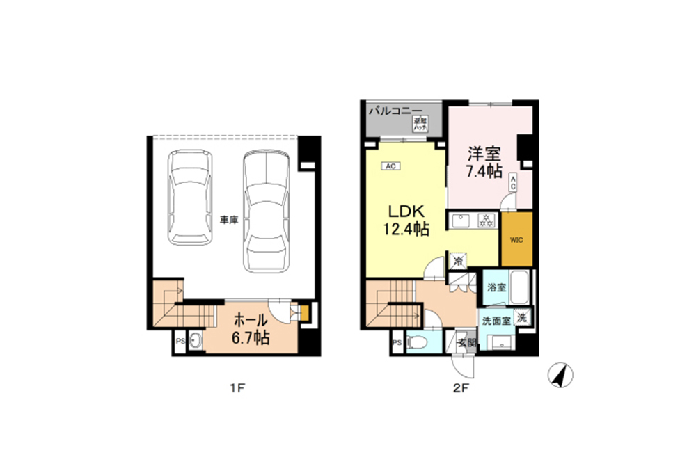 222/223号室の間取図